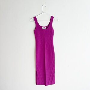 Willow Wind Knit Dress Orchid Tank Midi Chevron Bodycon Fuchsia Pink Purple S